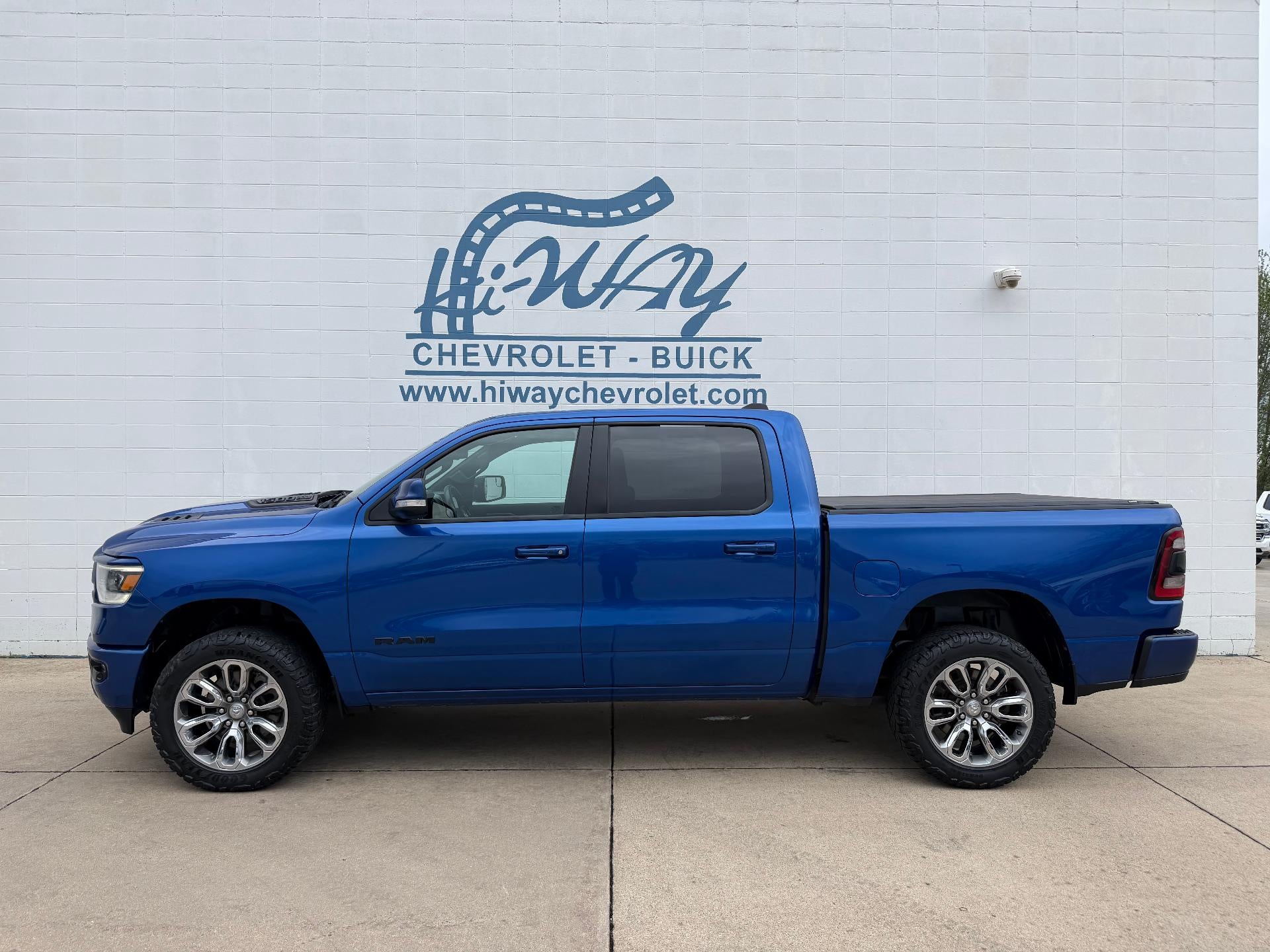 2019 RAM 1500 Rebel in Blue — front three-quarter view